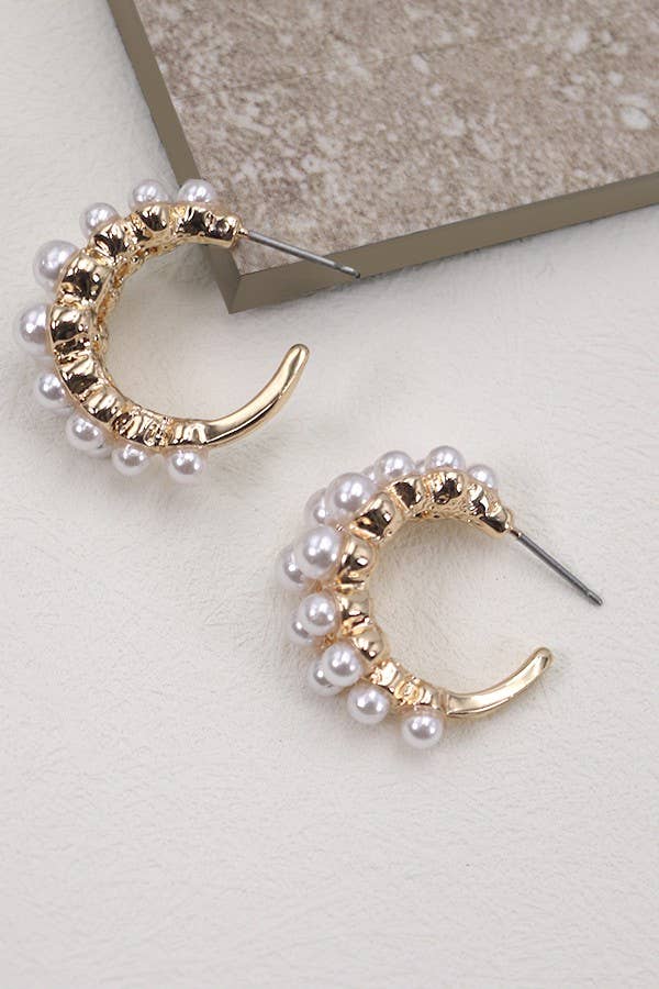 Double Pearl Hoops