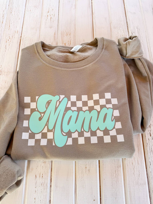 Jessica Mama Teal Puff Graphic Sweatshirt