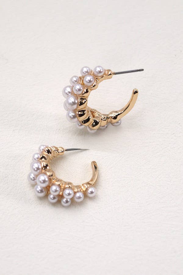 Double Pearl Hoops