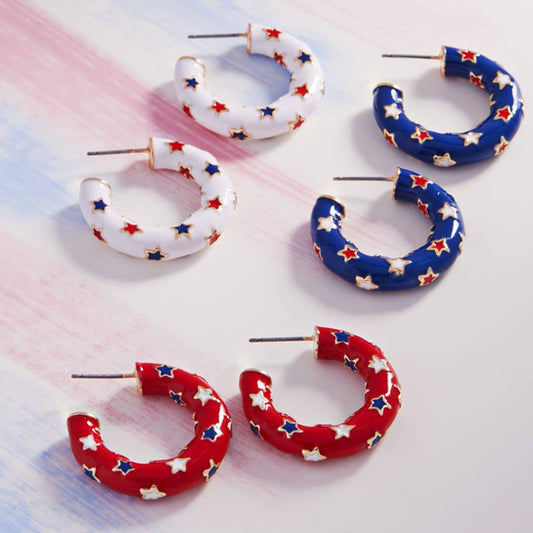 Red Blue White Earrings